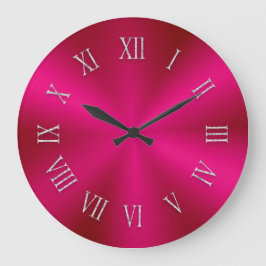 Grande Relógio Metálico Vermelho brilhante com Números Ro