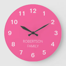 Relógio Mínimo de Parede Rosa Quente Personalizado