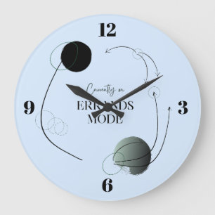 Grande Relógio Moderno Azul Pastel Minimalista com Planet