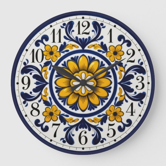 Grande Relógio Numerado Elegante Talavera (Frente)