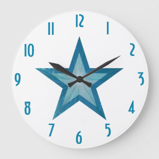 Grande Relógio 'numérico' da Estrela Azul branco redondo