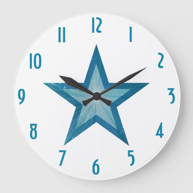 Grande Relógio 'numérico' da Estrela Azul branco redondo (Frente)