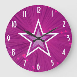 Grande Relógio "Números" de Estrelas Rosa
