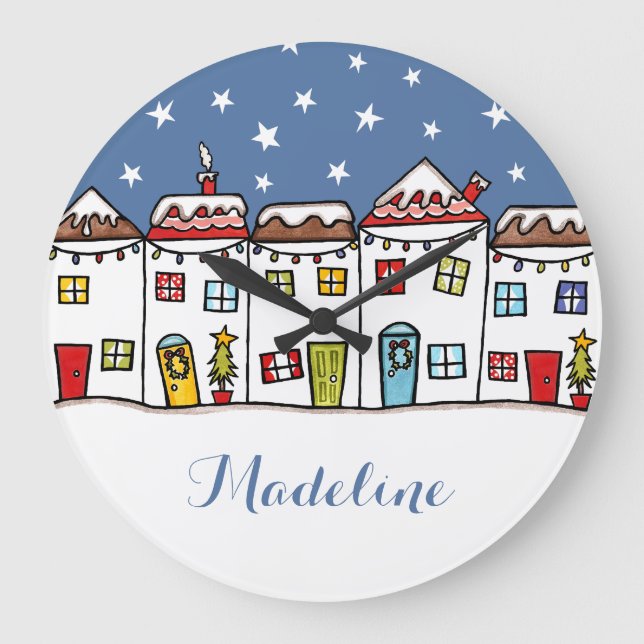 Grande Relógio Personalizado da Cena de Natal (Frente)