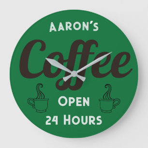 Grande Relógio Personalizado de Café Retro