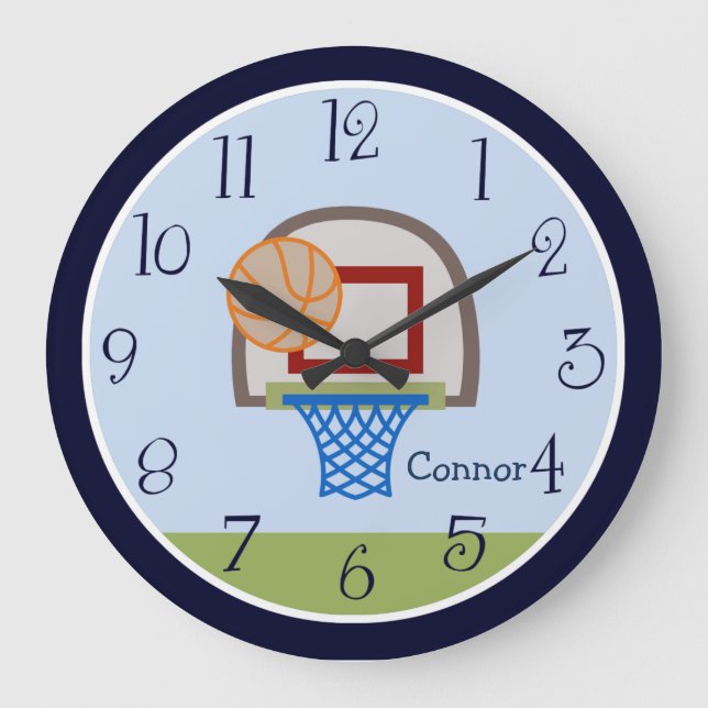 Grande Relógio Personalizado De Crianças De Basquete De V (Frente)