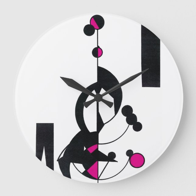 Grande Relógio Personalizado de Design de Geo Rosa (Frente)