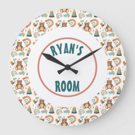 Grande Relógio Personalizado do Urso de Boho