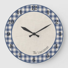 Grande Relógio Personalizado Fazenda Patriot Blue Gingham