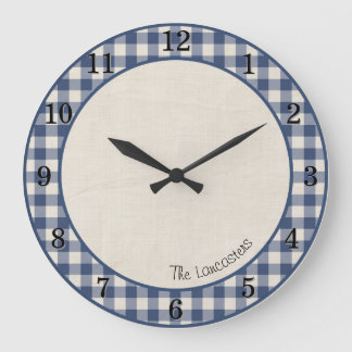 Grande Relógio Personalizado Fazenda Patriot Blue Gingham