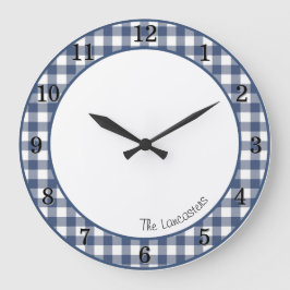Grande Relógio Personalizado Fazenda Patriot Blue Gingham
