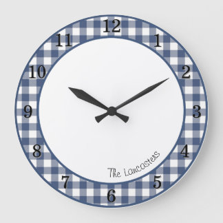 Grande Relógio Personalizado Fazenda Patriot Blue Gingham