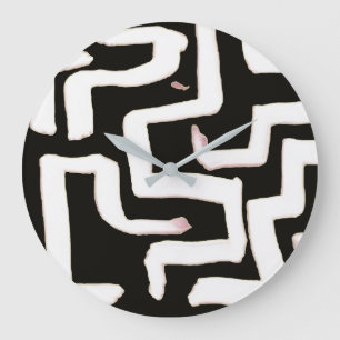 Grande Relógio Preto e Branco Abstrato