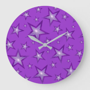 Grande Relógio Purple Stars roxo