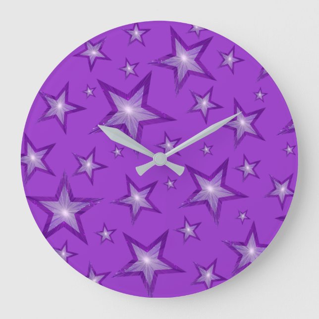 Grande Relógio Purple Stars roxo (Frente)