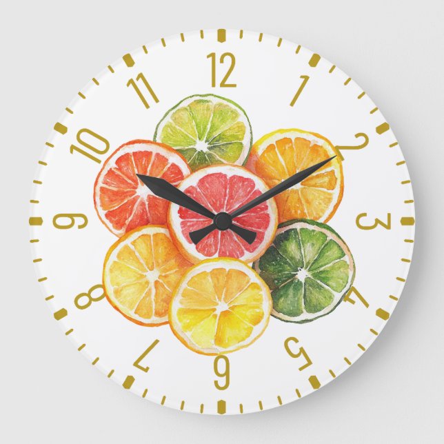 Grande Relógio Redondo de Fatias de Frutas Cítricas Moder (Frente)