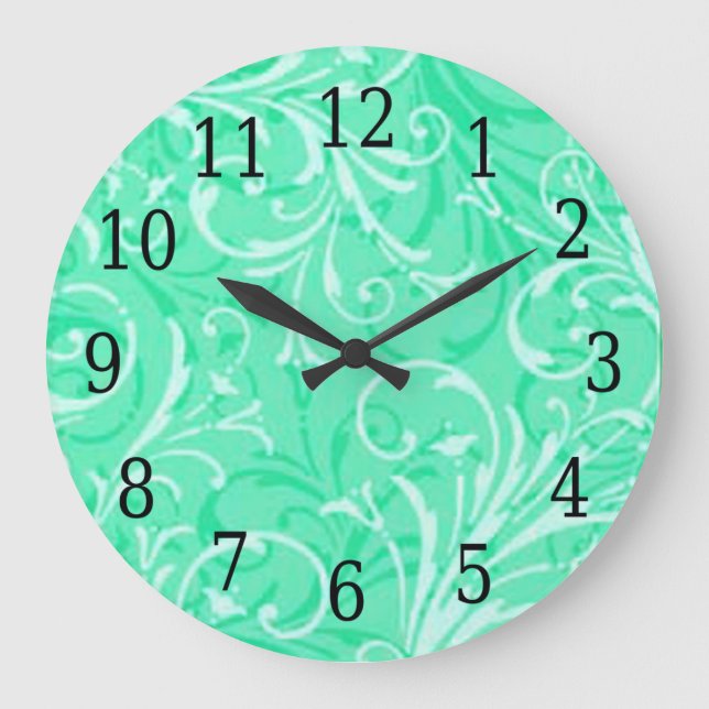 Grande Relógio Redondo Ornamental Mint Green (Frente)
