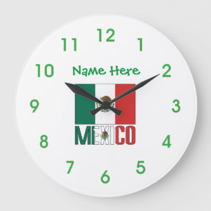 Grande Relógio Redondo Personalizado Bandeira do México 