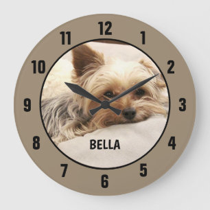 Grande Relógio redondo personalizado Yorkie Terrier