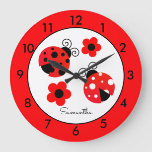 Grande Relógio redondo Red Ladybug Personalizado