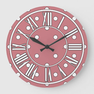 Grande Relógio rosa empoeirado com pontos brancos