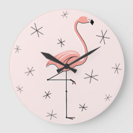 Grande Relógio rosa flamingo redondo