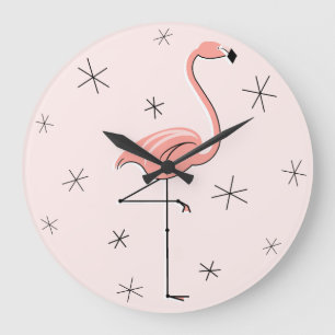 Grande Relógio rosa flamingo redondo