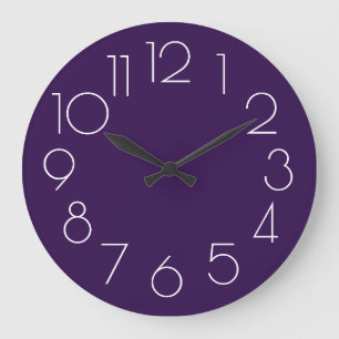 Grande Relógio Roxo Branco Minimalista Moderno Editável