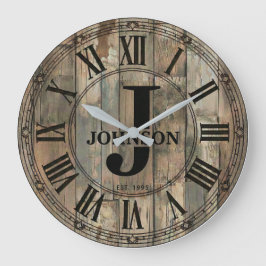 Grande Relógio Rústico da Família Johnson | Decoração de