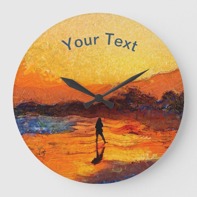 Grande Relógio Sunset de Praia Personalizável (Frente)