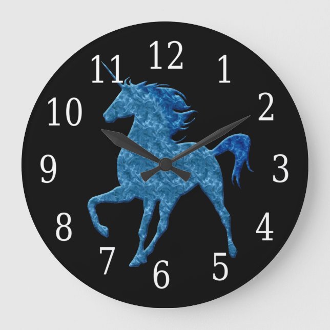 Grande Relógio Unicorn de Fogo Azul (Frente)