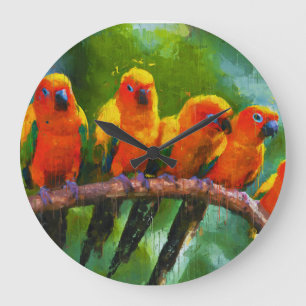 GRANDE RELÓGIO WILD PARROTS WALL