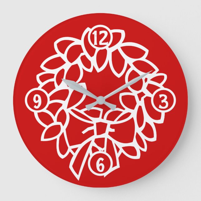 Grande Relógio Wreath Round Wall (Frente)