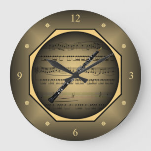 Grande Rótulo de relógio ~ Oboe ~ Folha de música ~ Ú