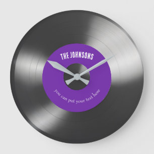 Grande Roxo Personalizável do Relógio de Música Vinil Ret