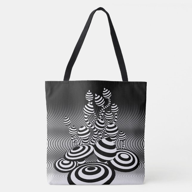 Grande Saco de Tote Magic Mushroom design óptico. (Frente)
