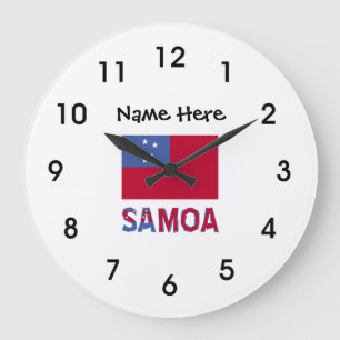 Grande Samoa e Bandeira de Samoa com o seu Nome Relógio G