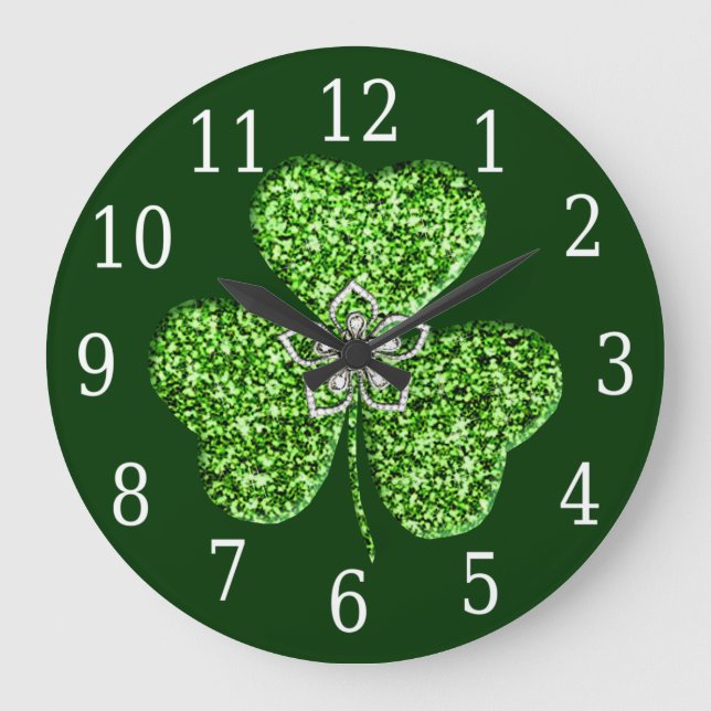 Grande Shamrock E Relógio De Flor Com Lítio (Frente)