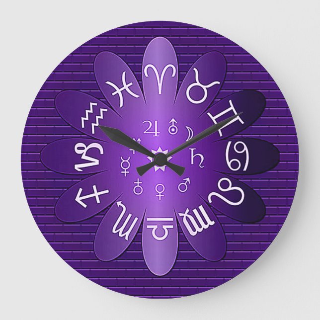 Grande Símbolos de Astrologia Zodiaca Roxo - Relógio de P (Frente)