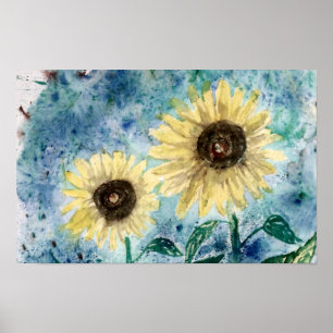 Grande Sol, pintura de girassol, poster impressão
