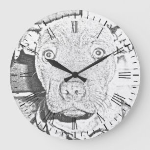 Grande Staffordshire Puppy Pencil Dral, Relógio De Pared
