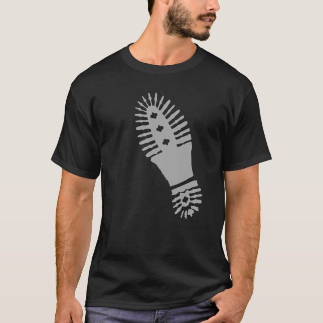 Grande) t-shirt cinzento de Bootprint ( (Frente)