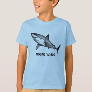 Grande t-shirt do tubarão branco