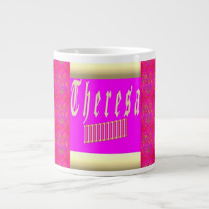 Grande Theresa design chocante caneca de café rosa e our