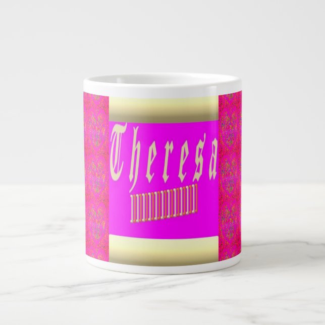 Grande Theresa design chocante, caneca de café rosa e our (Frente)