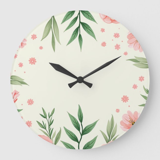 Grande um relógio pintado com flores elásticas (Frente)