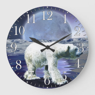 Grande Urso Polar Ártico e Relógio de Arte Aurora