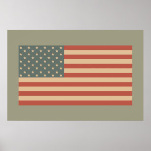 Grande Vintage American Flag Wall Art Poster