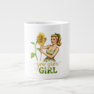 Grande You Grow Girl   Caneca de Café com Piada de Jardin