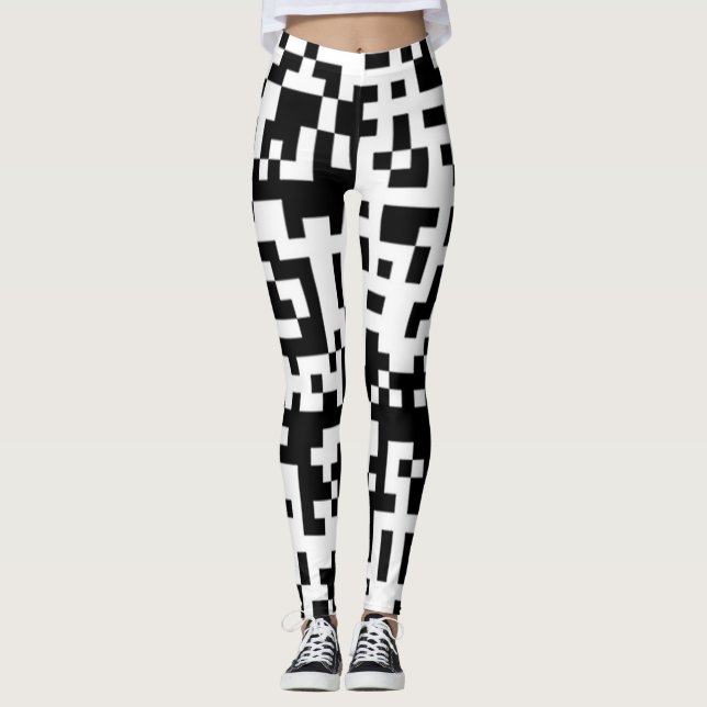 Grandes Códigos QR Leggings Funky Squares lê-me (Frente)